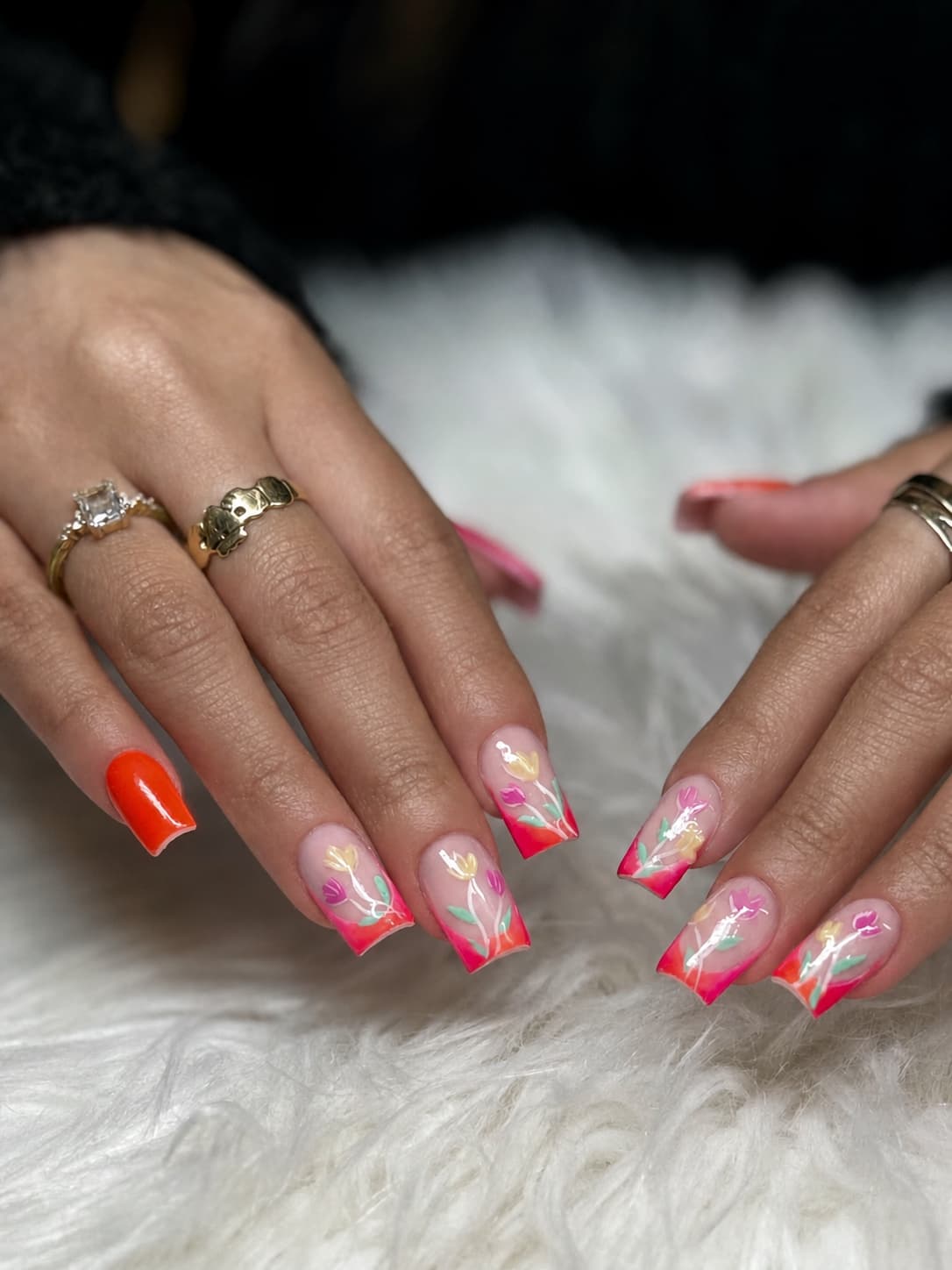 Neon floral manicure by Blackrock Nails & Spa
