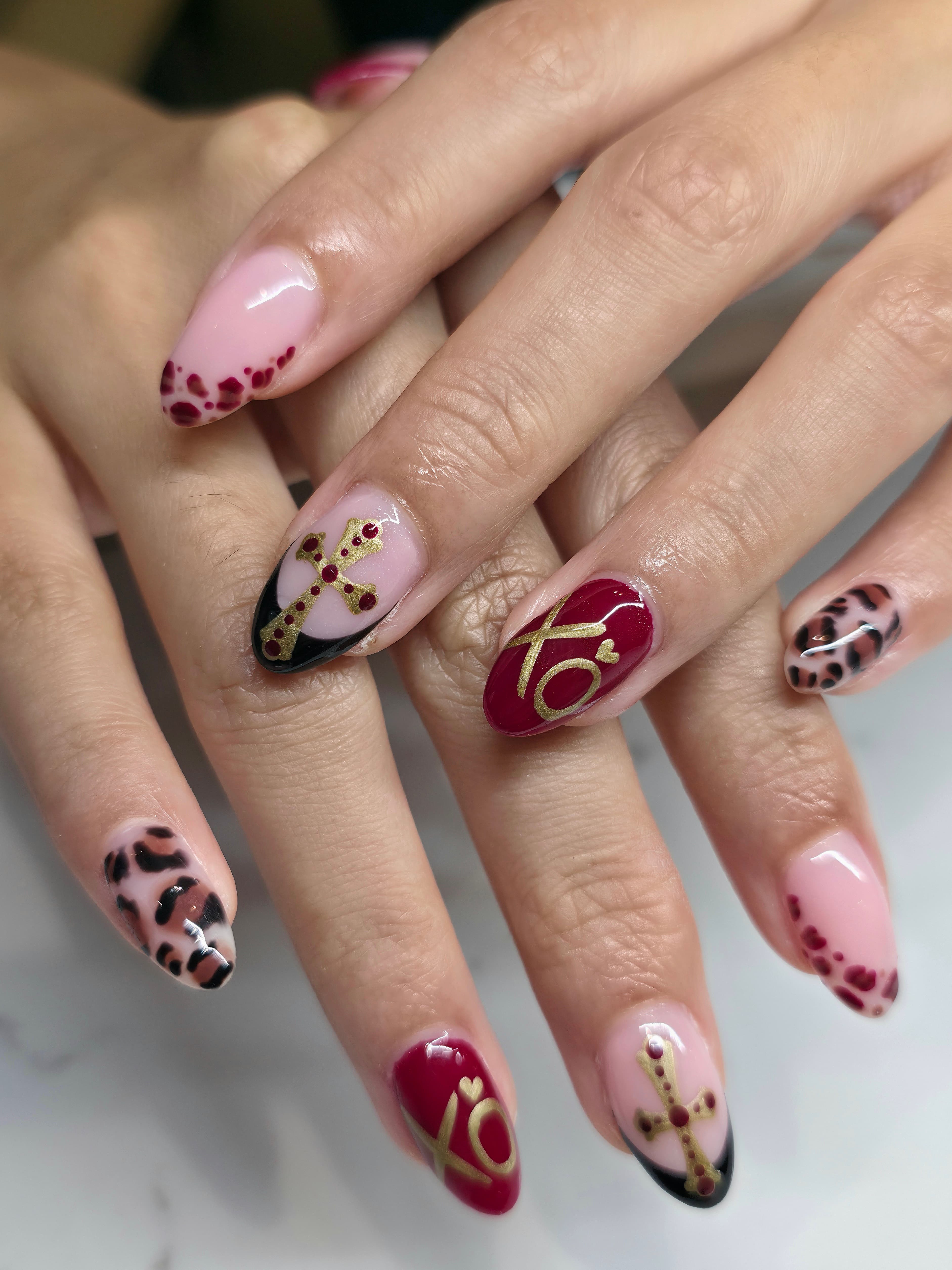 XO and leopard manicure by Blackrock Nails & Spa