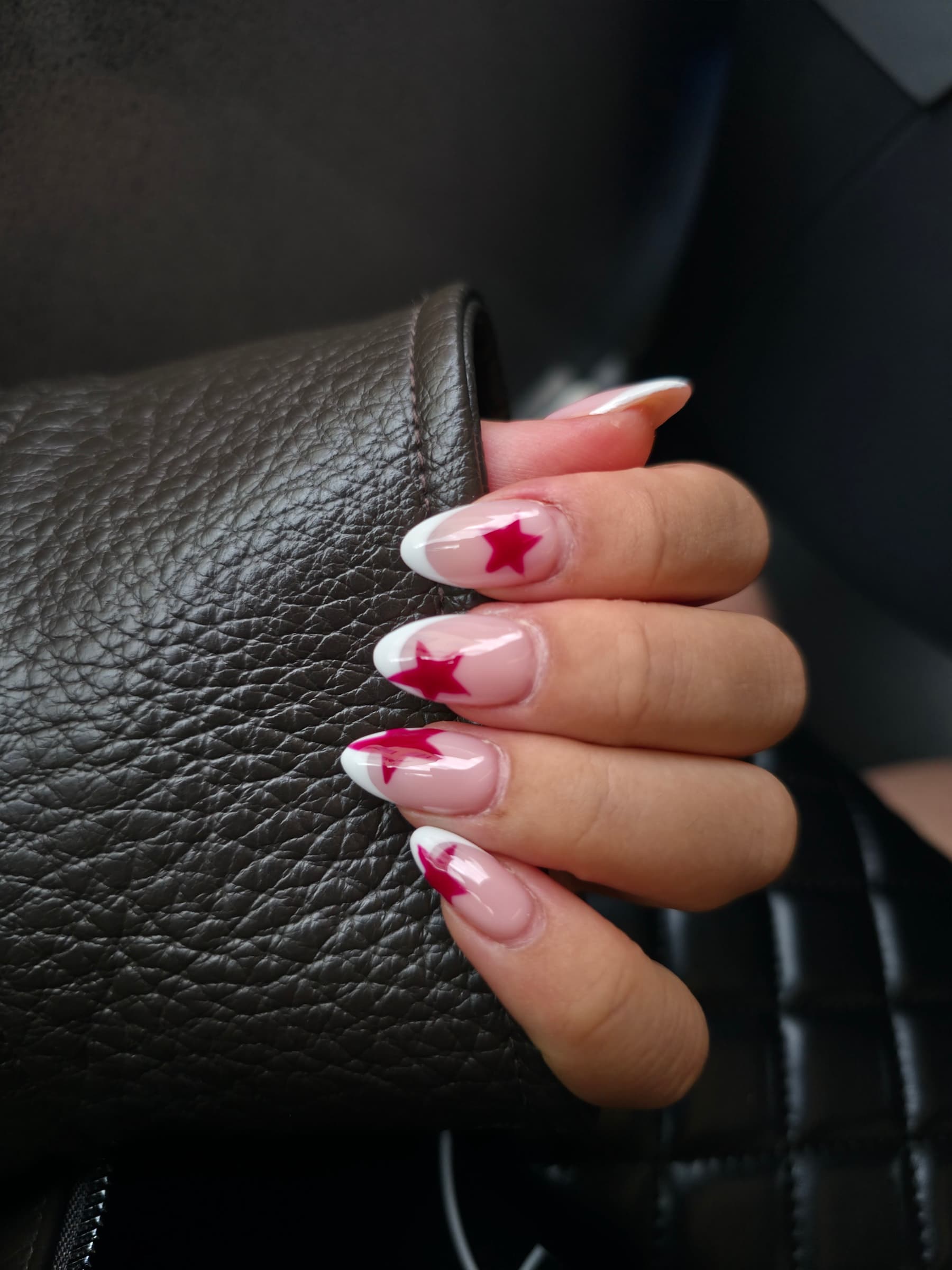 Pink and white star manicure by Blackrock Nails & Spa