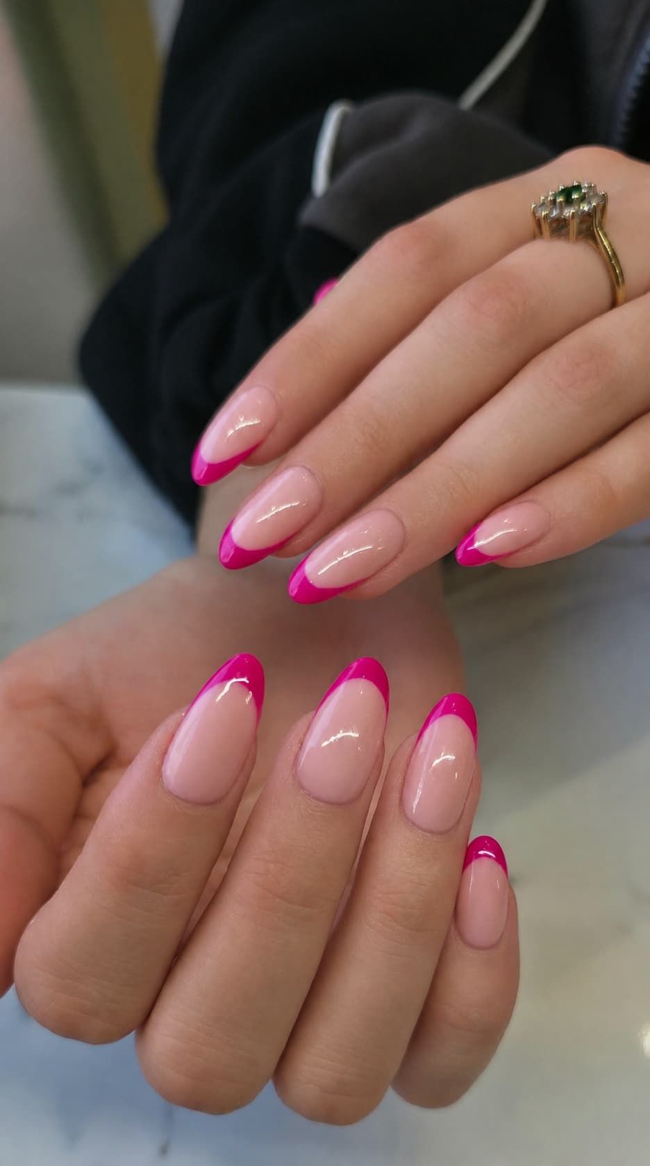 Bright pink French manicure by Blackrock Nails & Spa