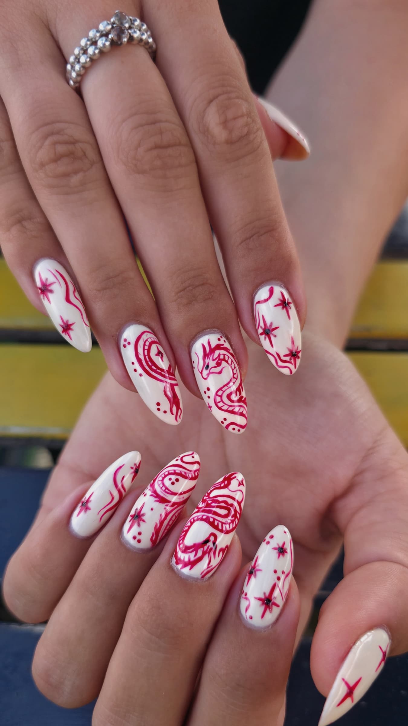 Pink dragon manicure by Blackrock Nails & Spa